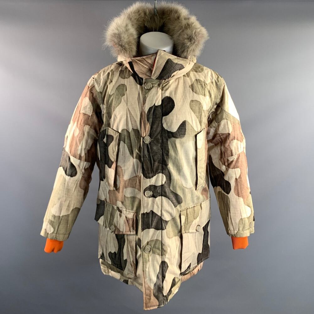 WOOLRICH Size M Green Brown Camo Puffer Coat